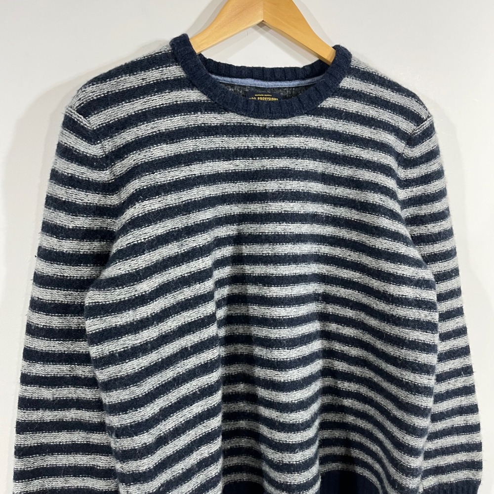 CPO Provisions VTG Fisherman Lambswool Blend Striped Crewneck Sweater Mens Large - Picture 2 of 8